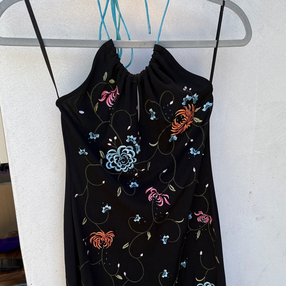 BCBGMaxAzria Black Strapless Dress with Colorful Embroidery